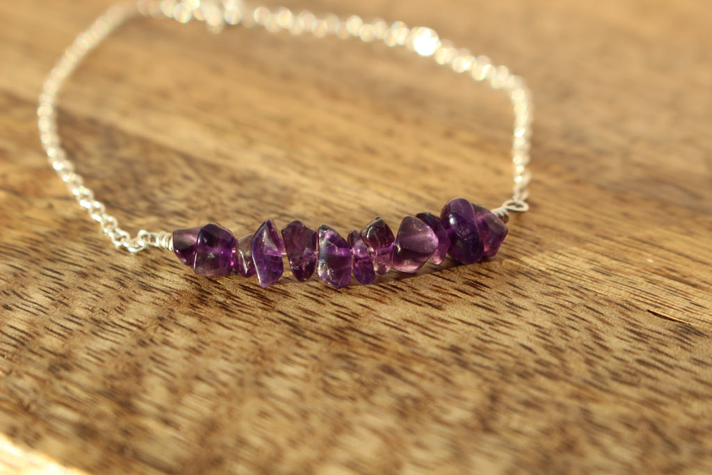 Gemstone Chip Clasp Bracelet Sterling Silver