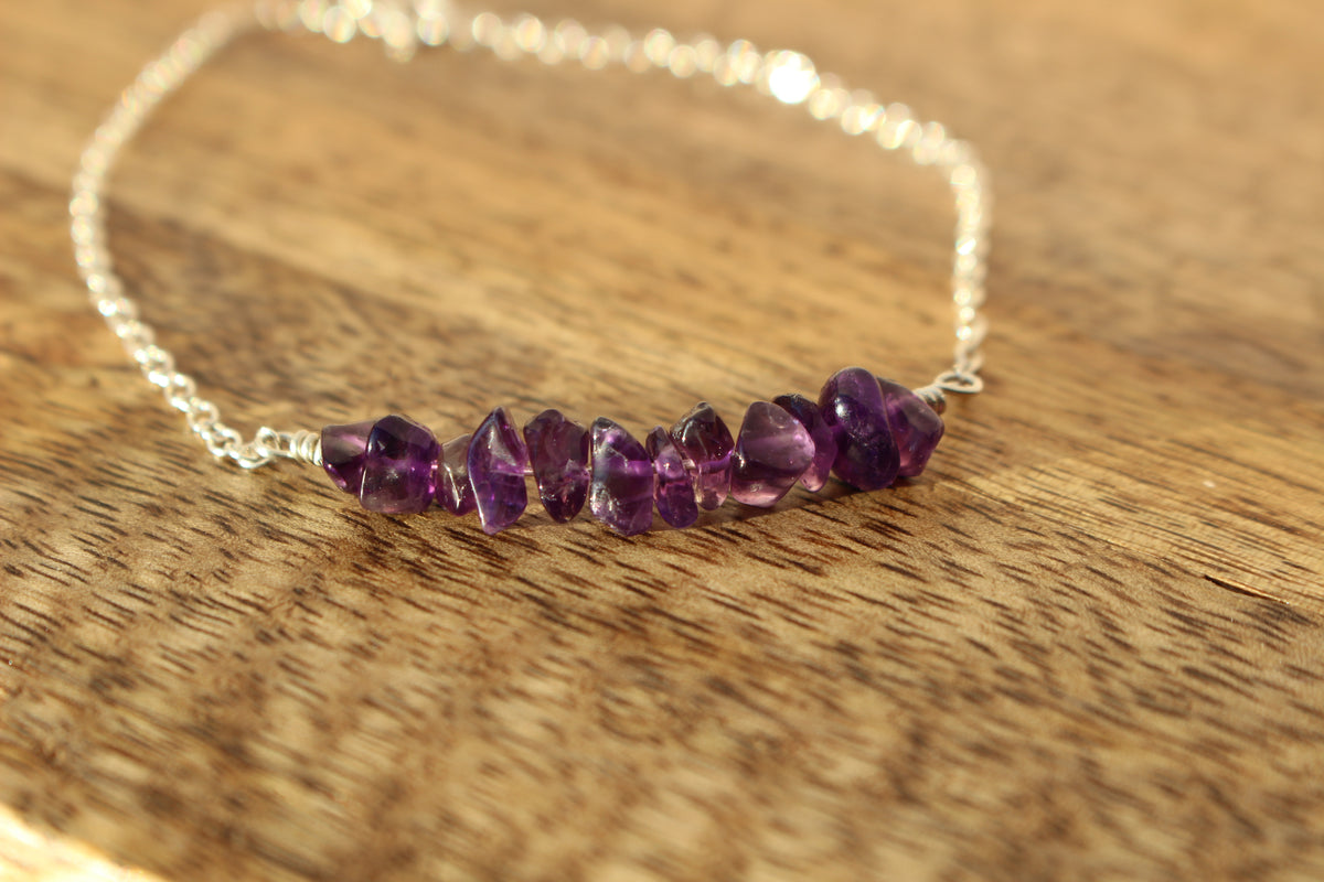 Gemstone Chip Clasp Bracelet Sterling Silver