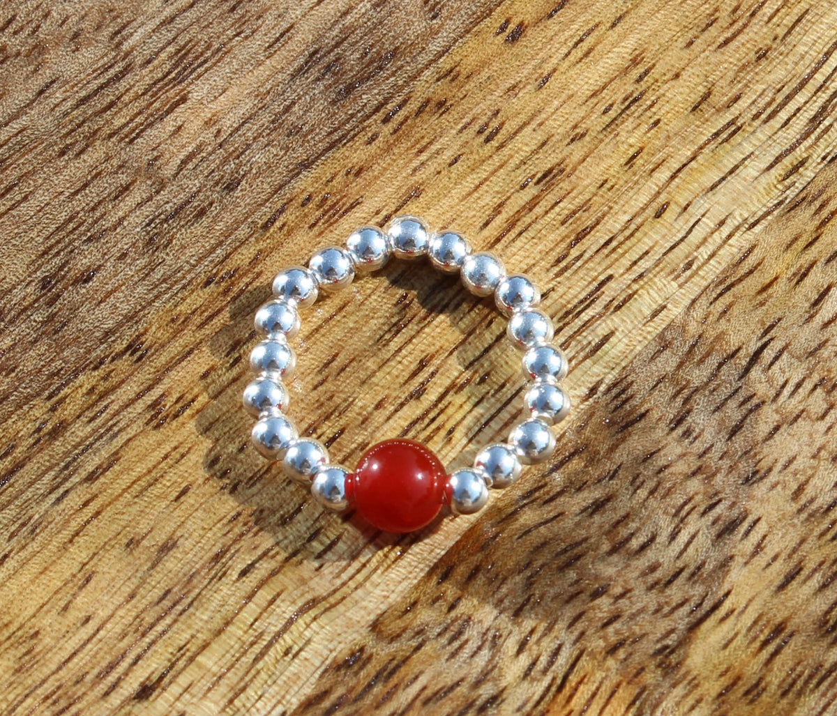 Gemstone Stretchy Ring - Sterling Silver