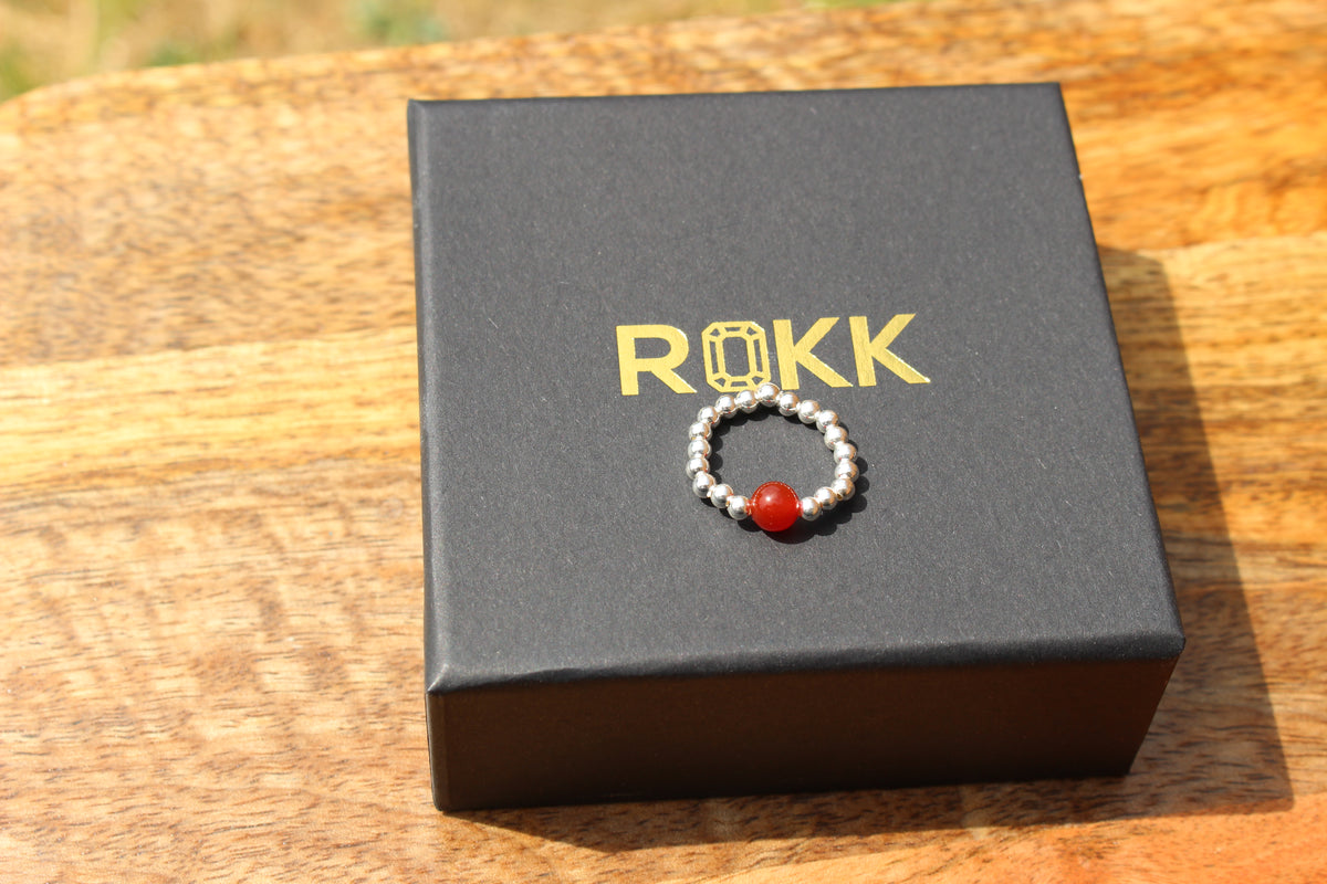 Gemstone Stretchy Ring - Sterling Silver