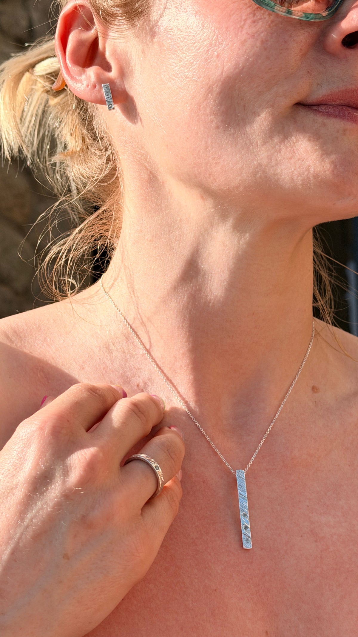 Feather Texture Natural Gemstone Necklace