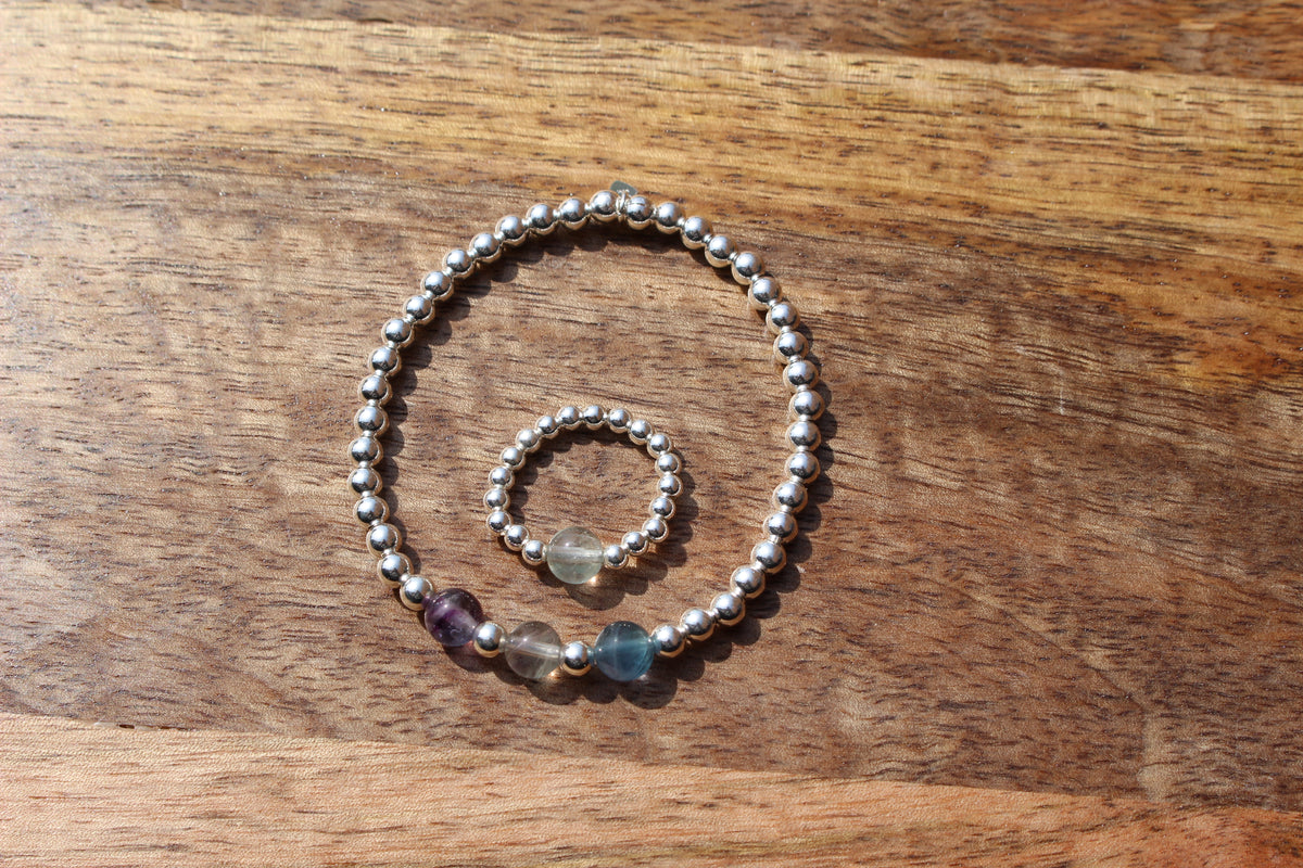 Gemstone Stretchy Ring - Sterling Silver