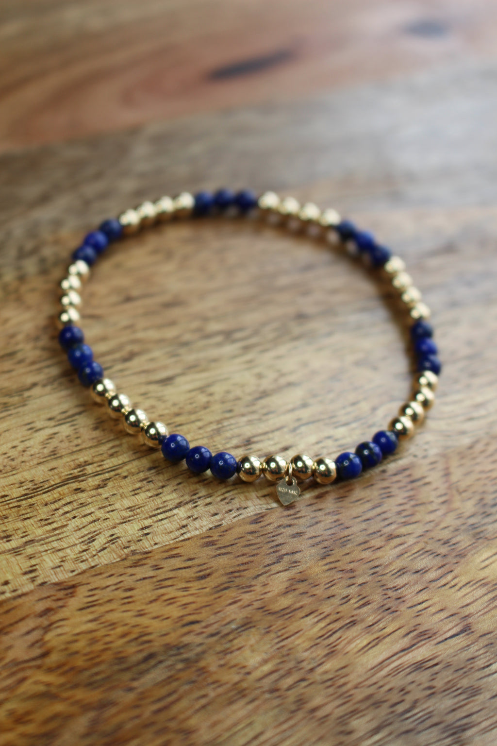 Gold stretch Bracelet with Lapis