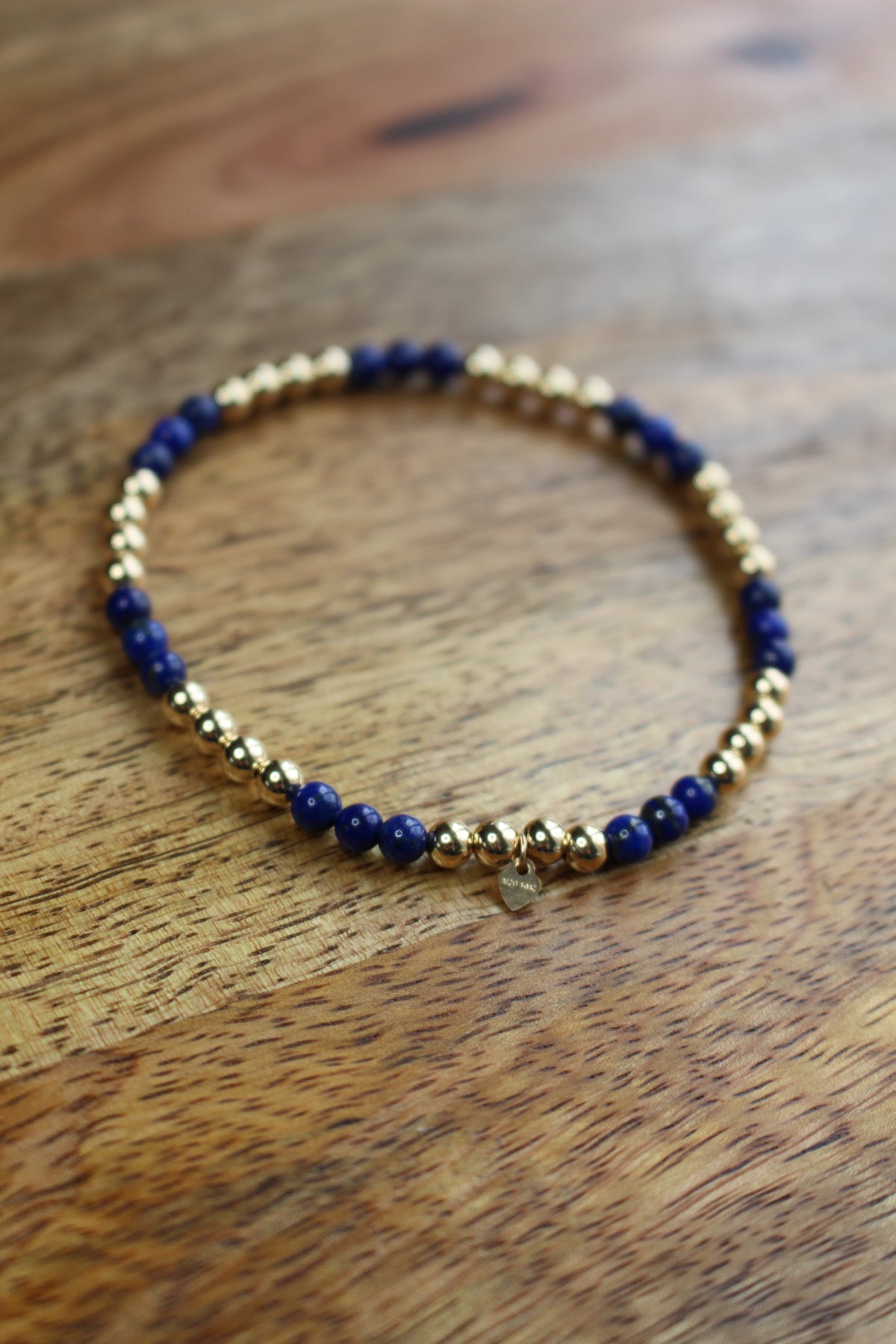 Gold stretch Bracelet with Lapis