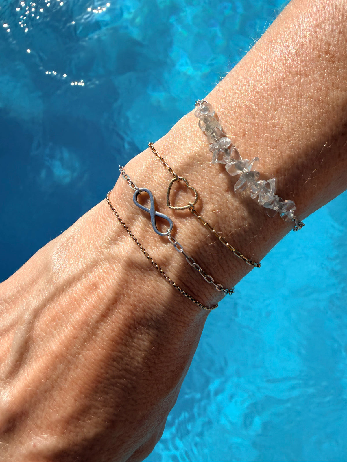 Gemstone Chip Clasp Bracelet Sterling Silver