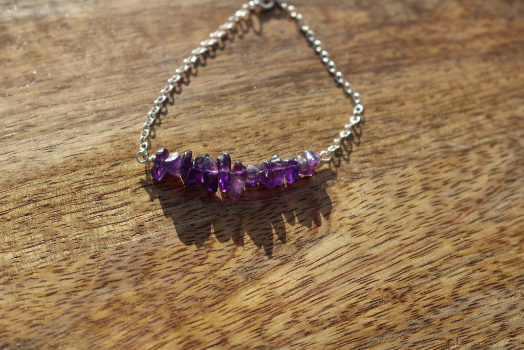 Gemstone Chip Clasp Bracelet Sterling Silver
