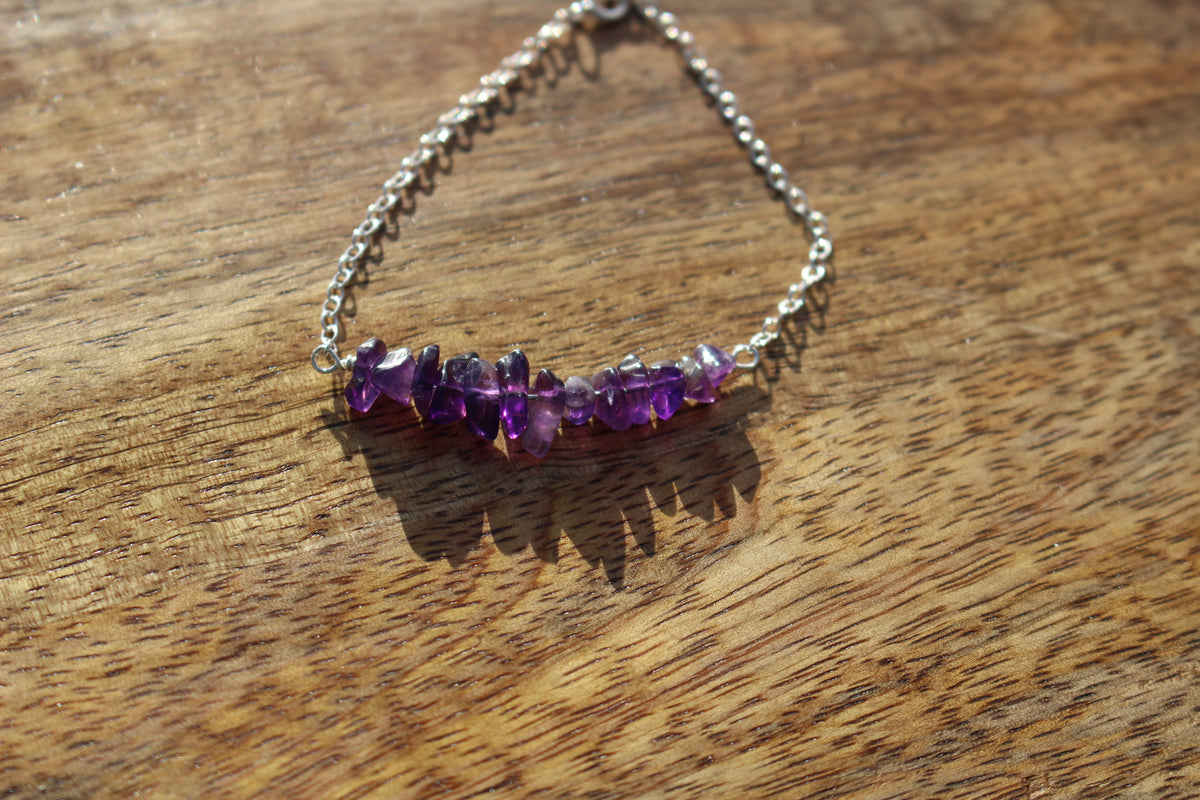 Gemstone Chip Clasp Bracelet Sterling Silver