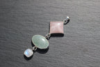 Rose Quartz, Green Aventurine &amp; Moonstone Statement Pendant