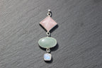 Rose Quartz, Green Aventurine &amp; Moonstone Statement Pendant