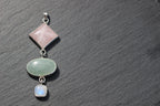 Rose Quartz, Green Aventurine &amp; Moonstone Statement Pendant