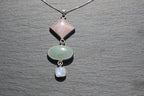 Rose Quartz, Green Aventurine &amp; Moonstone Statement Pendant