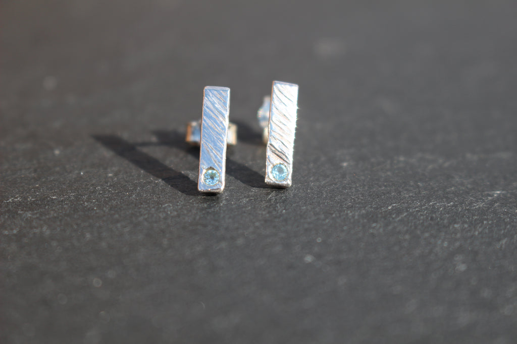 Feather Texture Natural Gemstone Earrings