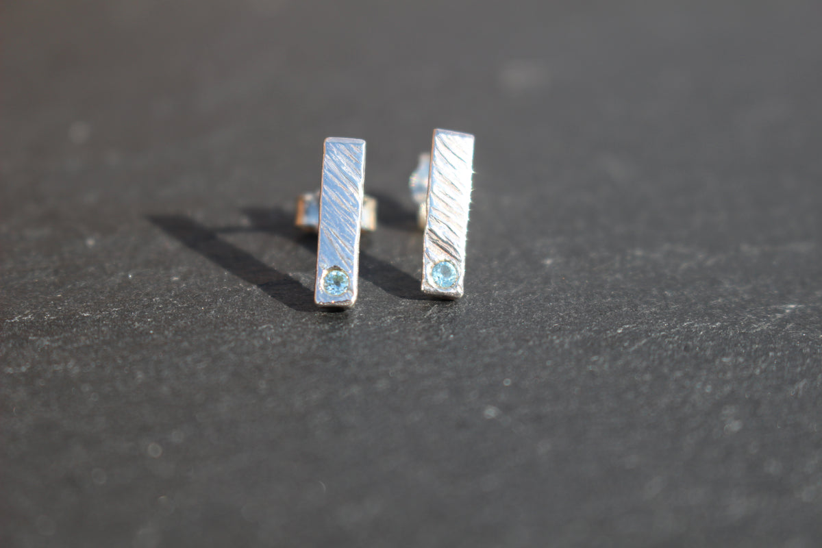 Feather Texture Natural Gemstone Earrings