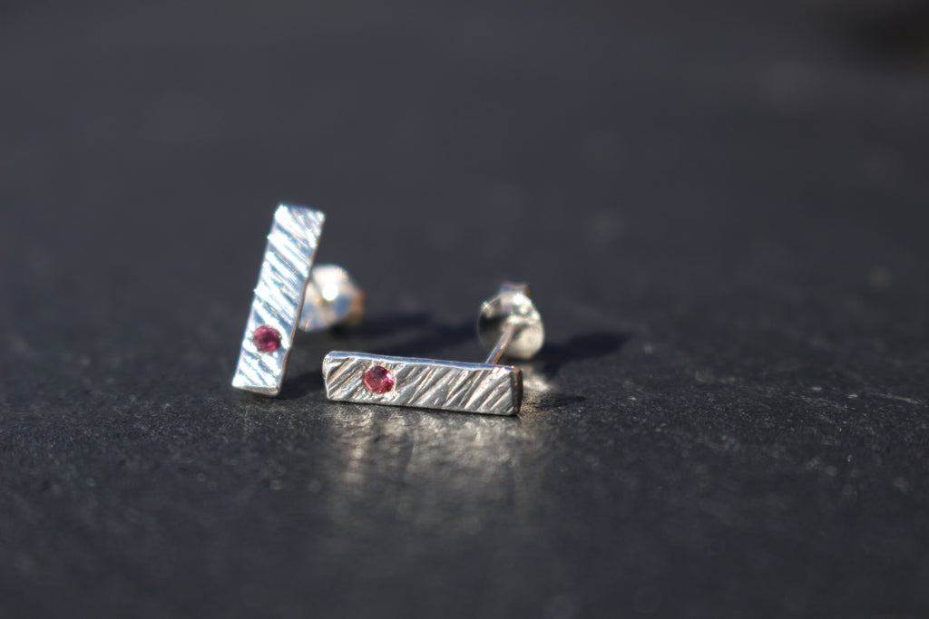 Feather Texture Natural Gemstone Earrings