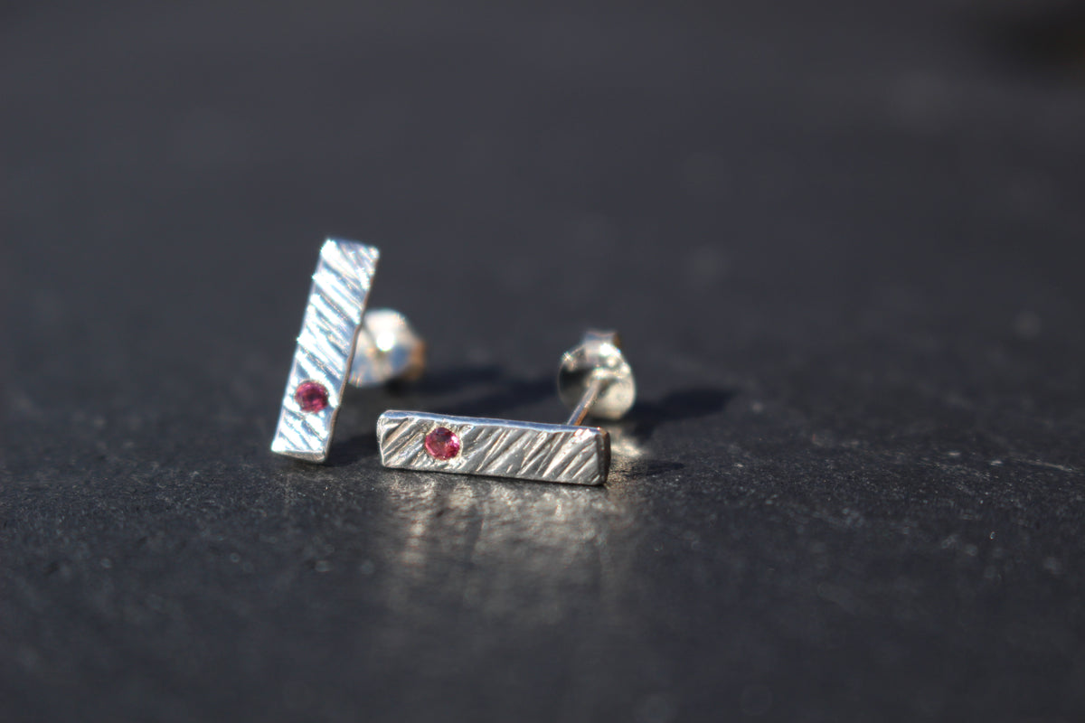 Feather Texture Natural Gemstone Earrings