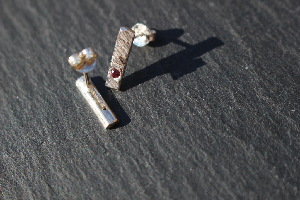 Feather Texture Natural Gemstone Earrings