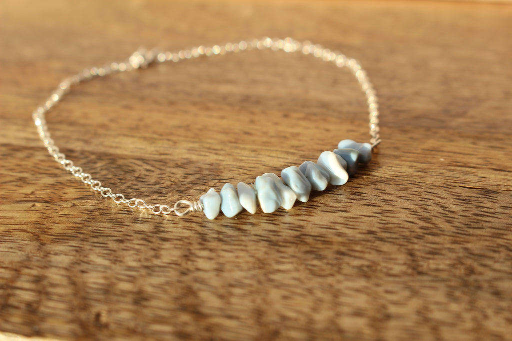 Gemstone Chip Clasp Bracelet Sterling Silver