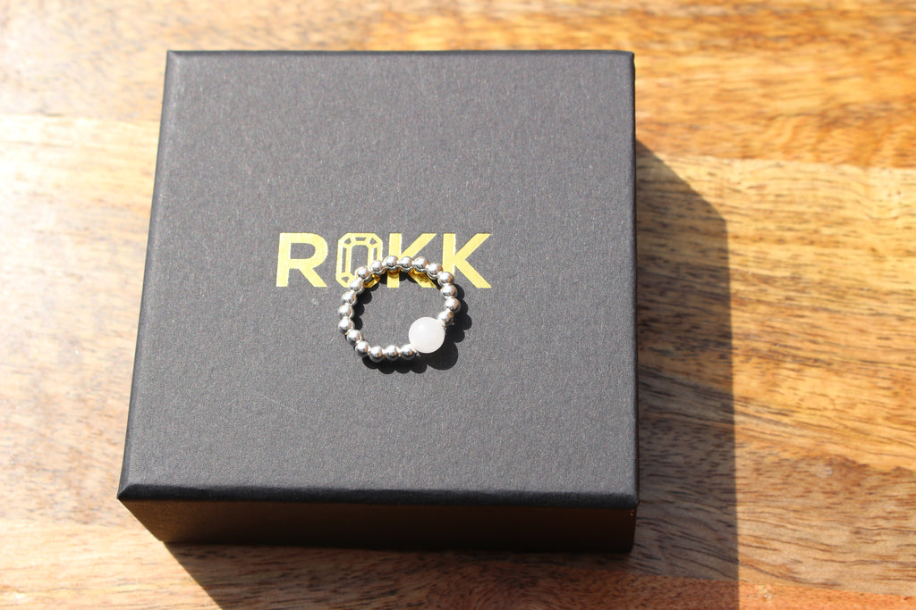 Gemstone Stretchy Ring - Sterling Silver