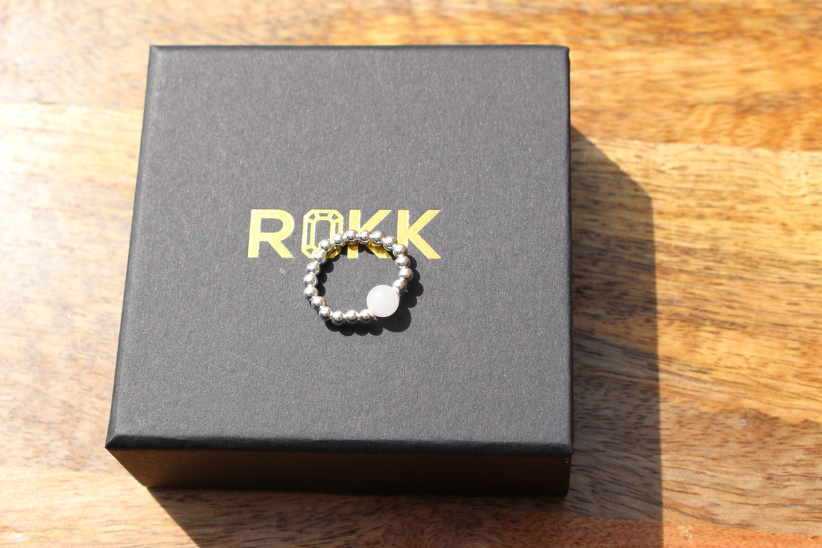 Gemstone Stretchy Ring - Sterling Silver