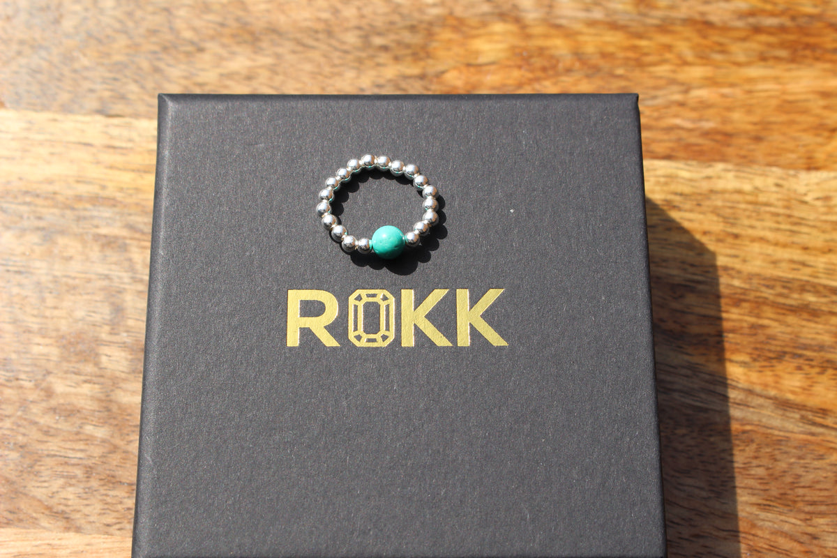 Gemstone Stretchy Ring - Sterling Silver