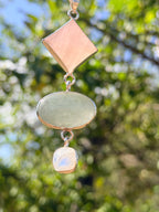 Rose Quartz, Green Aventurine &amp; Moonstone Statement Pendant